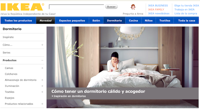 Dormitorios de IKEA en su web