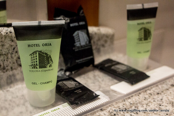 Amenities (artículos de tocador) del Hotel Oria en Tolosa