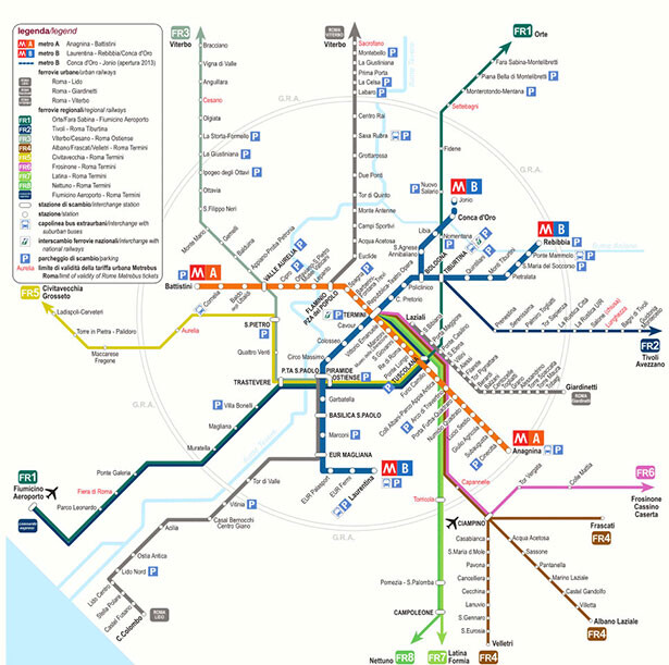 mapa transporte roma