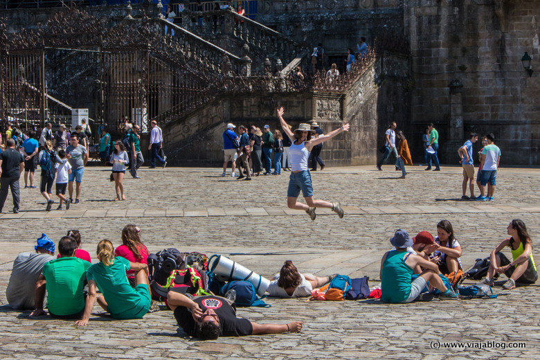 Peregrinos, Plaza del Obradoiro, Santiago de Compostela