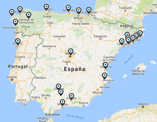Mapa de Cmenterios Significativos de España