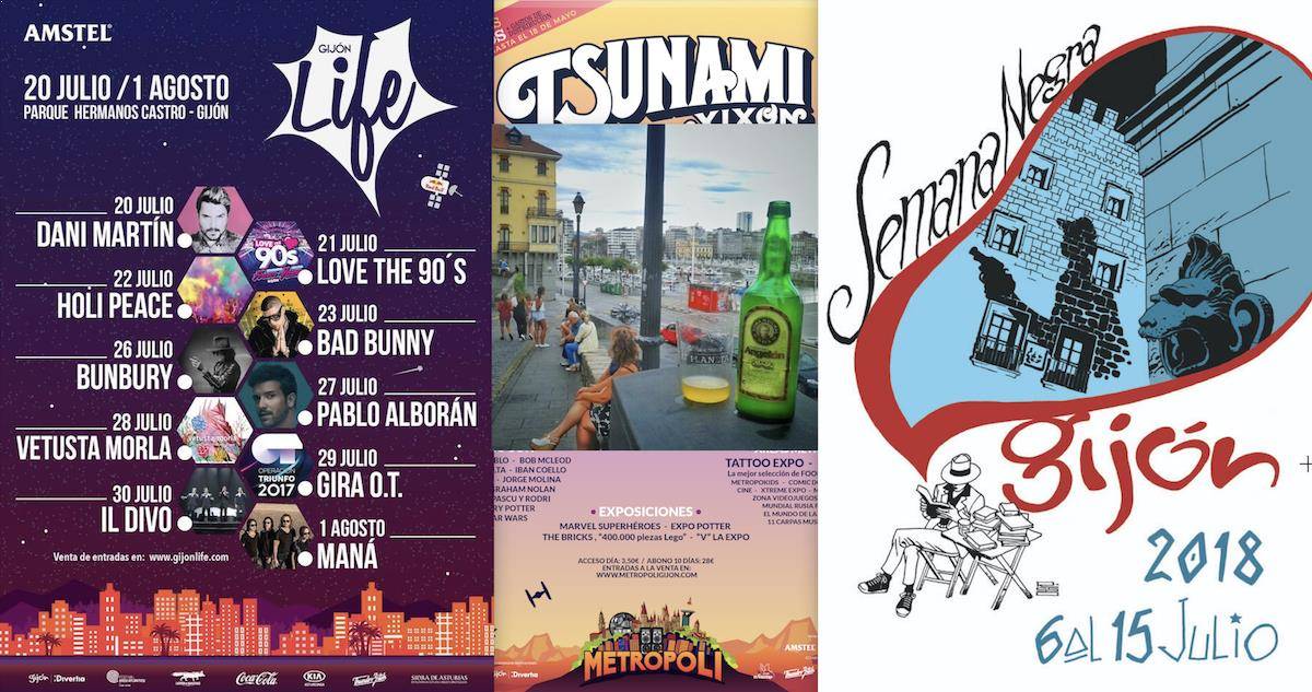 Programación de conciertos de verano 2018 en Gijón