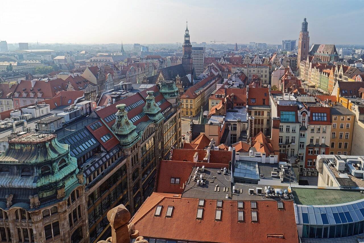 vista aérea de edificios antiguos en Wroclaw