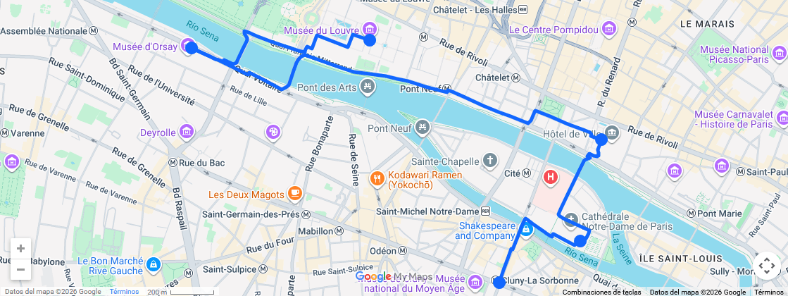 Mapa del primer dia de visita en París