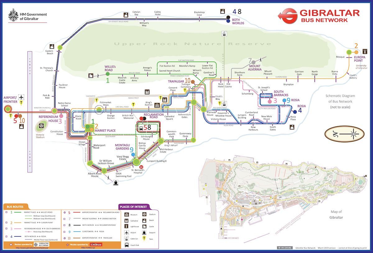 Mapa de Líneas Autobus Gibraltar
