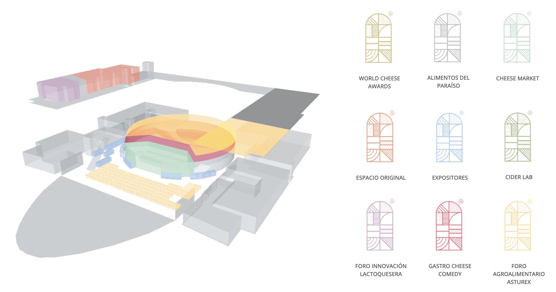 Plano del International Cheese Festival en Oviedo