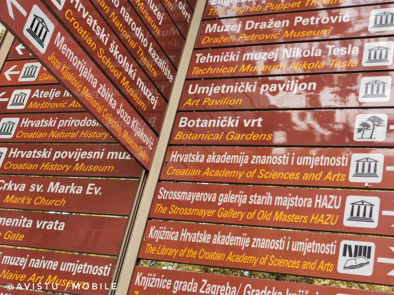 Carteles indicadores de lugares que ver en Zagreb