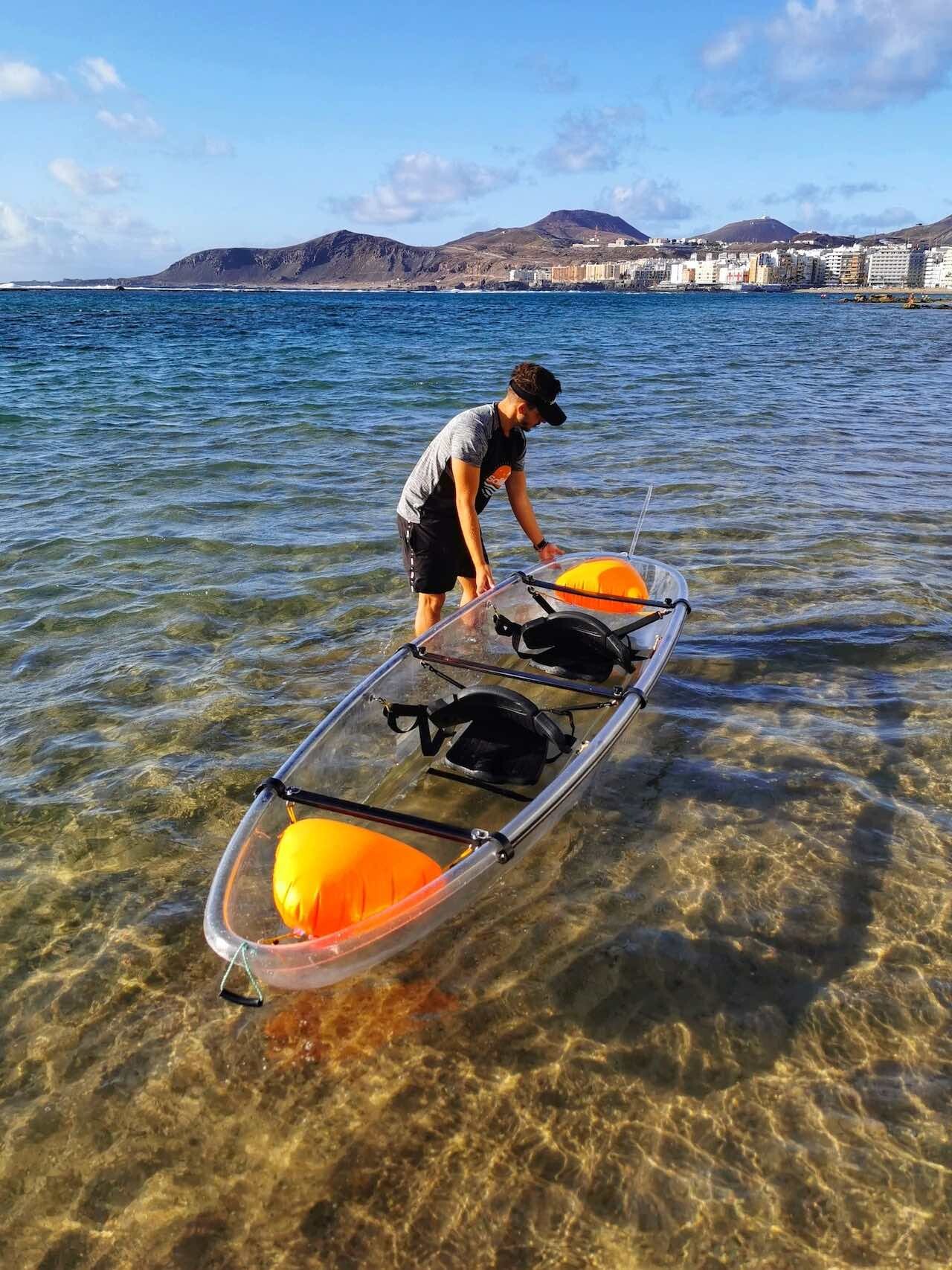 Kayak transparente en Las Palmas de Gran Canaria