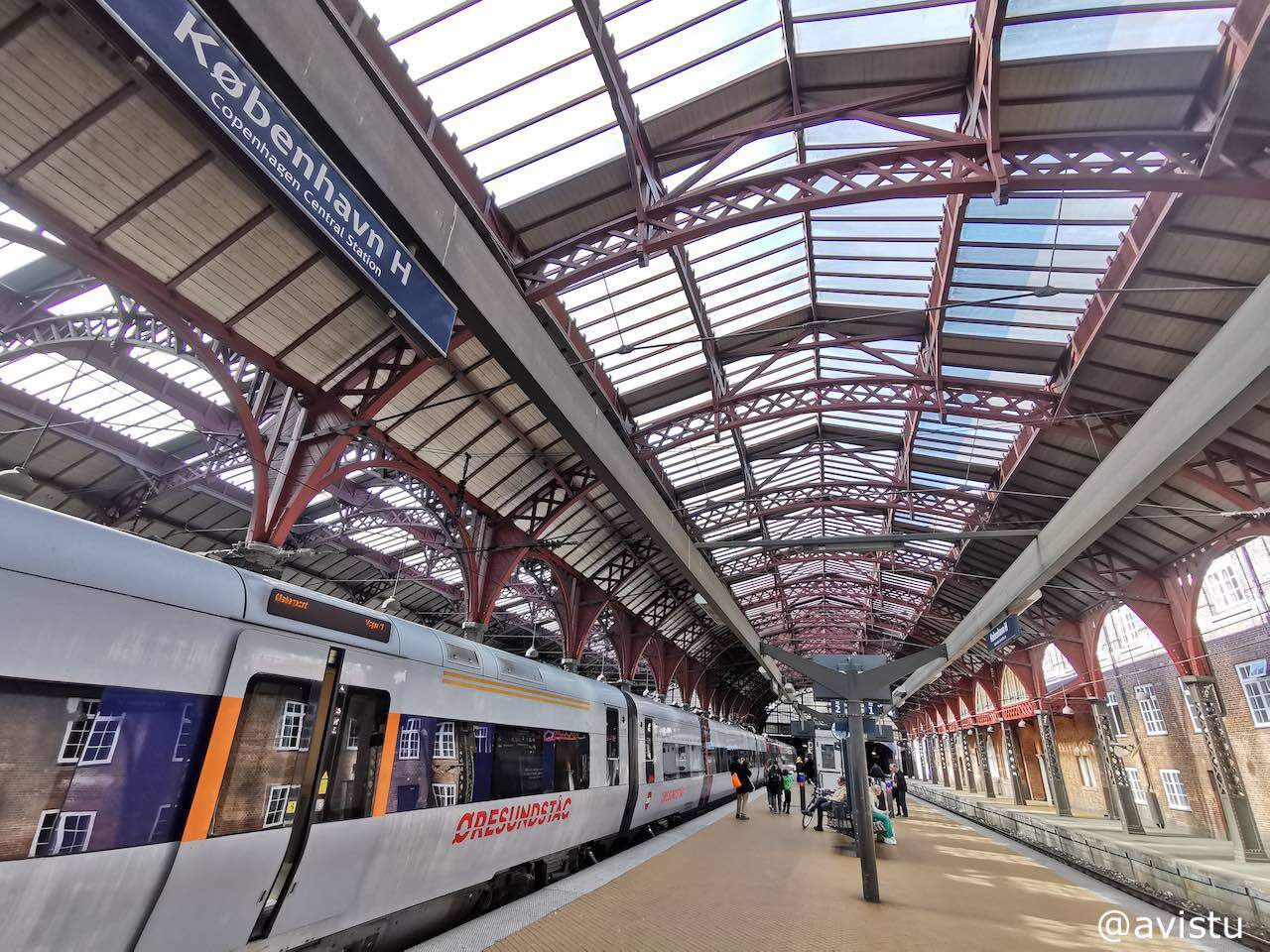 Tren en la estación central de Copenhague