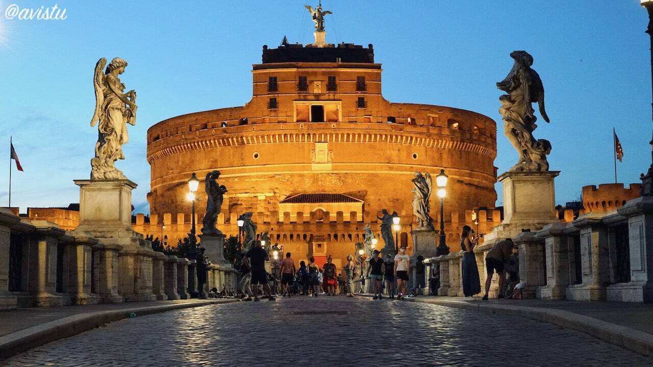 Castillo de Sant Angelo al atardecer en Roma [(c) Foto: @avistu]