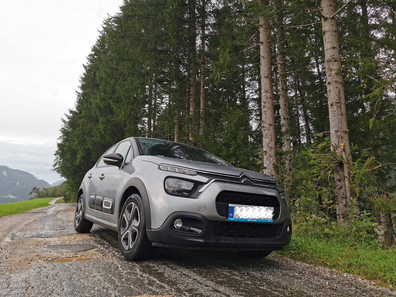Nuestro coche de alquiler en los bosques de Sankt Gallen en Austria [Foto: @avistu]