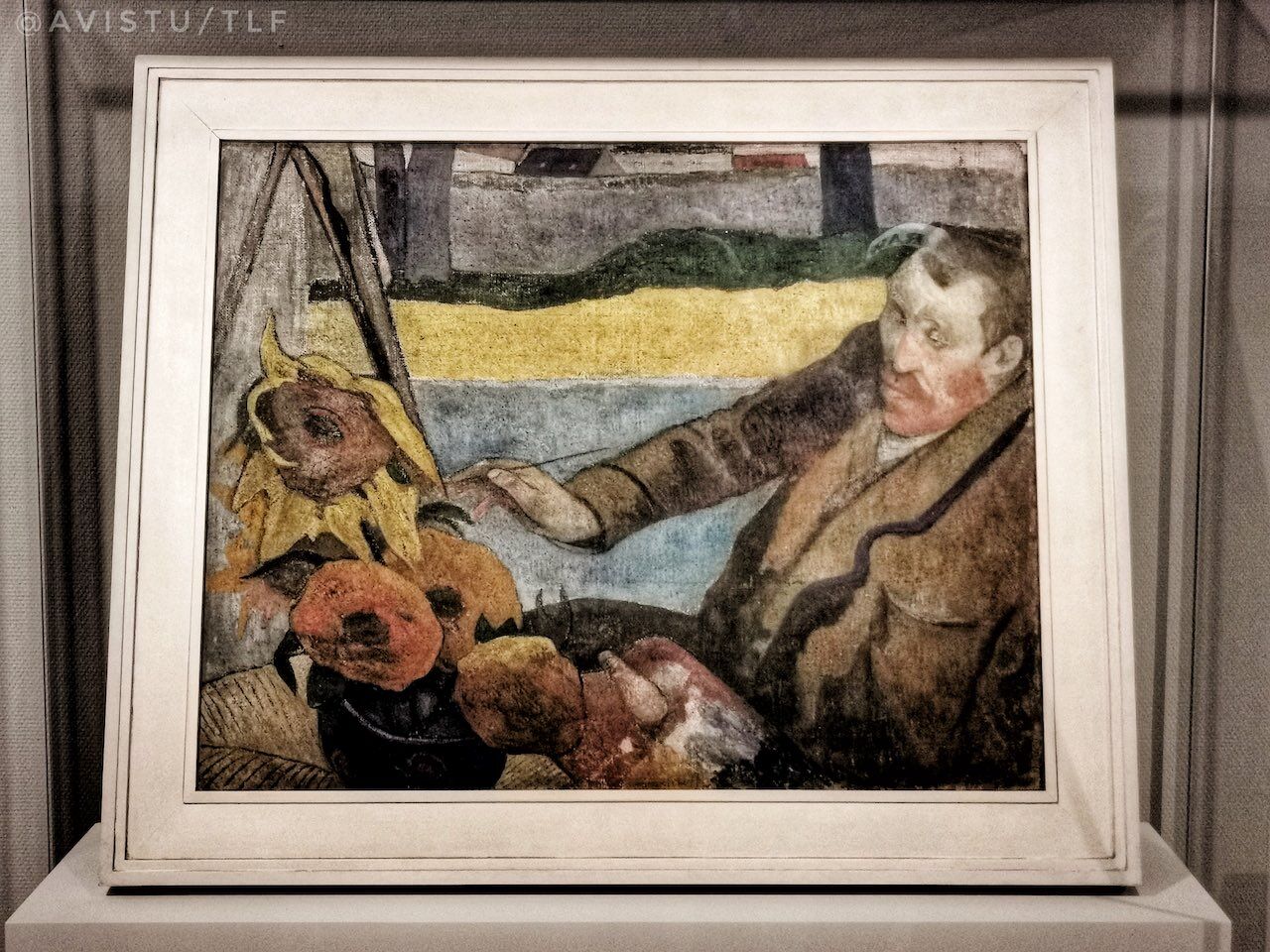 Cuadro de Van Gogh pintando girasoles por Paul Gaugin [(c)Foto: @avistu]