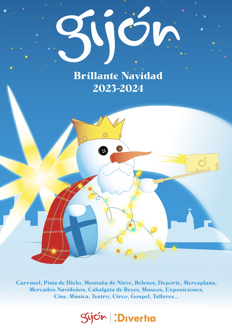 Cartel del programa de Navidad 2023 2024 del Ayuntamiento de Gijón