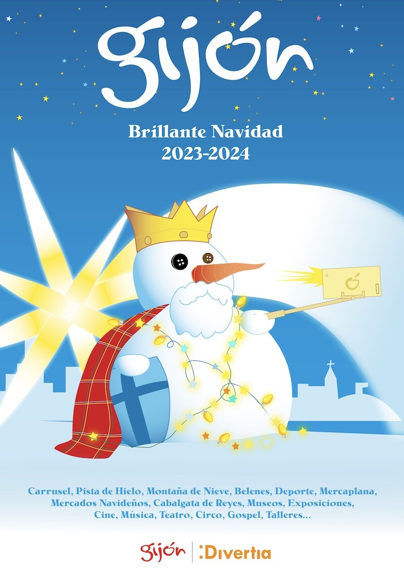 Cartel del programa de Navidad 2023 2024 del Ayuntamiento de Gijón