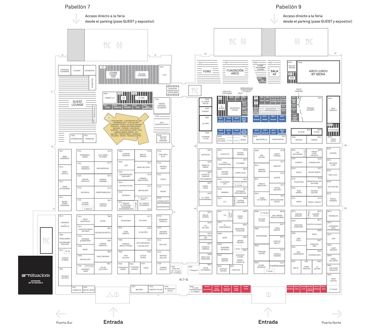 Plano general de expositores en los pabellones de ARCO 2023 en IFEMA