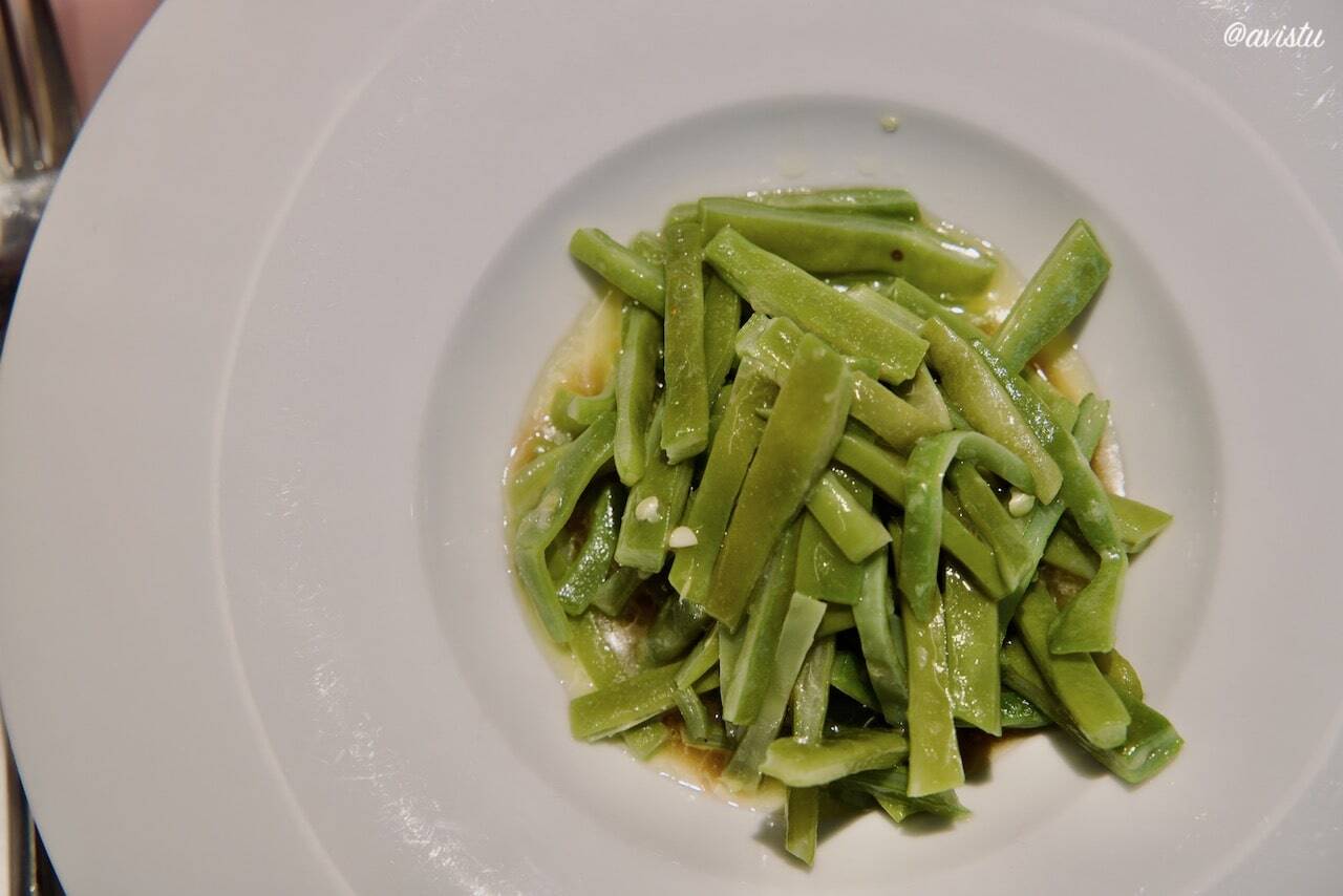 Judías verdes con jugo de chipirón y parmentier, Restaurante Morro Tango, Alfaro, La Rioja [(c)Foto: @avistu]