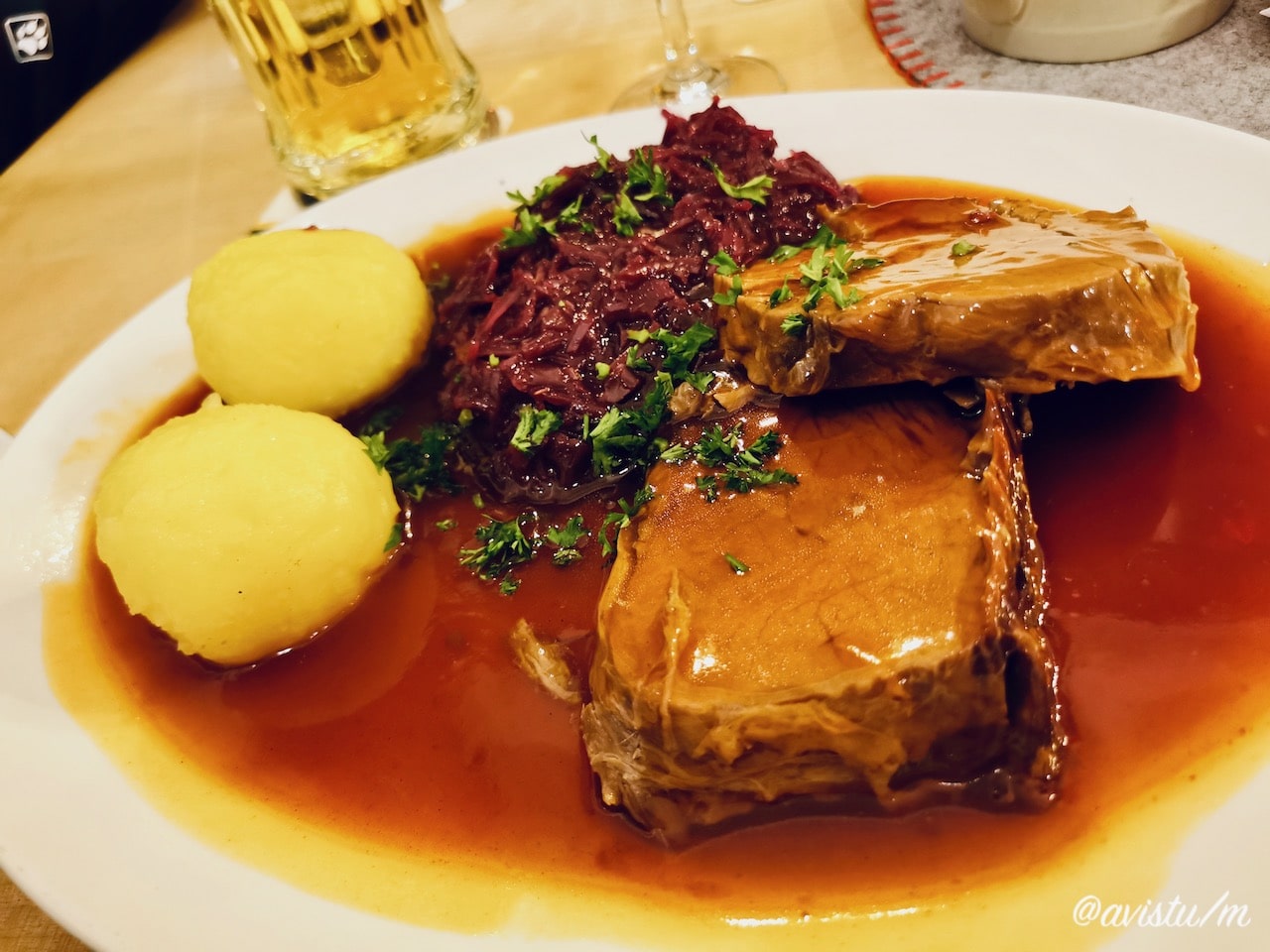 Uno de los platos en el Altes Brauhaus en Coblenza (Koblenz), Alemania [(c)Foto: @avistu]