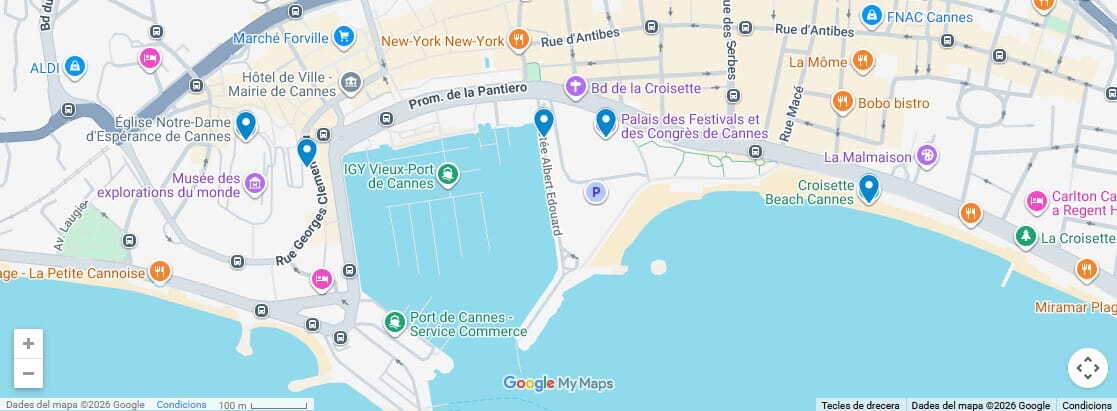 Mapa del itinerario de 1 día por Cannes