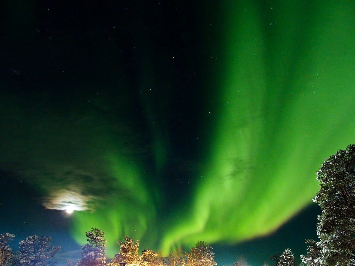 Una aurora boreal en Laponia finlandesa.