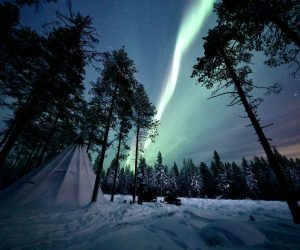 Una aurora boreal en Laponia