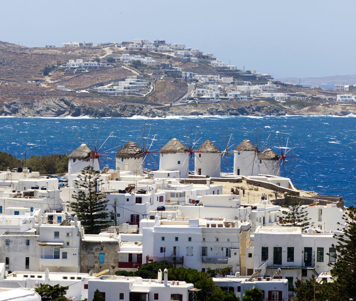 Molinos frente al mar en Mykonos