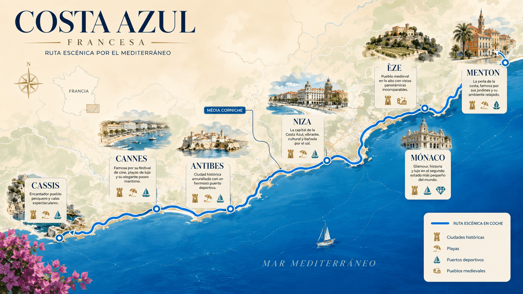 Mapa de la Costa Azul
