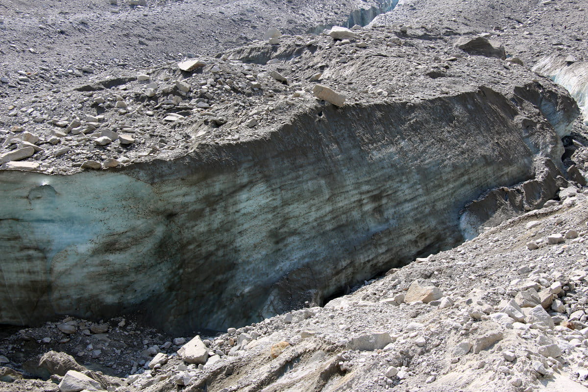 El grosor del hielo bajo el Mer de Glace