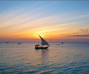 dhow al atardecer